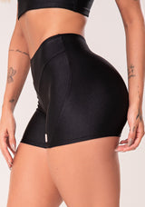 Short Fitness Feminino Preto Com Recorte Em V Flow Dlk