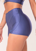 Short Fitness Feminino Azul Com Recorte Em V Flow Dlk