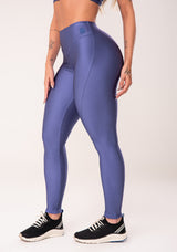 Legging Fitness Feminina Azul Com Recorte Em V Flow Dlk