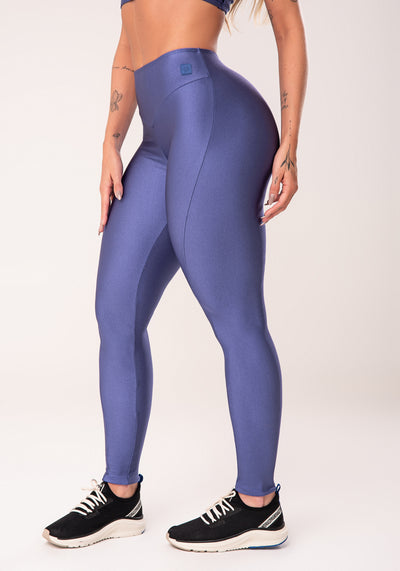 Legging Fitness Feminina Azul Com Recorte Em V Flow Dlk