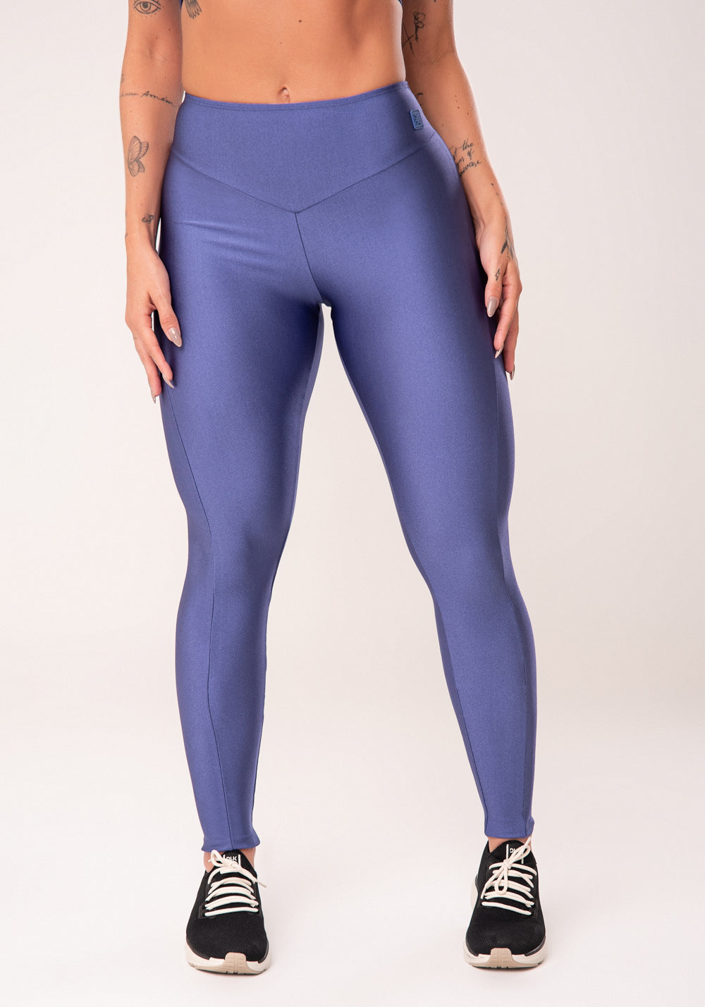 Legging Fitness Feminina Azul Com Recorte Em V Flow Dlk