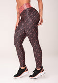Legging Fitness Feminina Coral E Preto Logomania Flow Dlk