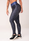 Legging Fitness Feminina Azul E Preto Logomania Flow Dlk