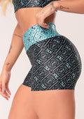 Short Fitness Feminino Verde E Preto Logomania Flow Dlk