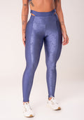 Legging Fitness Feminina Azul Logomania Cut-out Com Recortes Flow Dlk