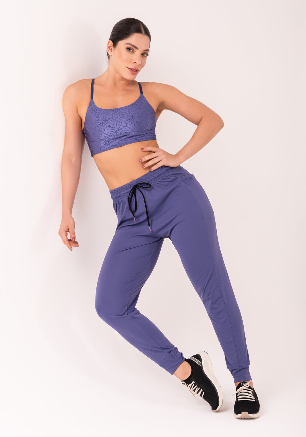 Calça Jogger Feminina Azul Com Bolso Flow Dlk