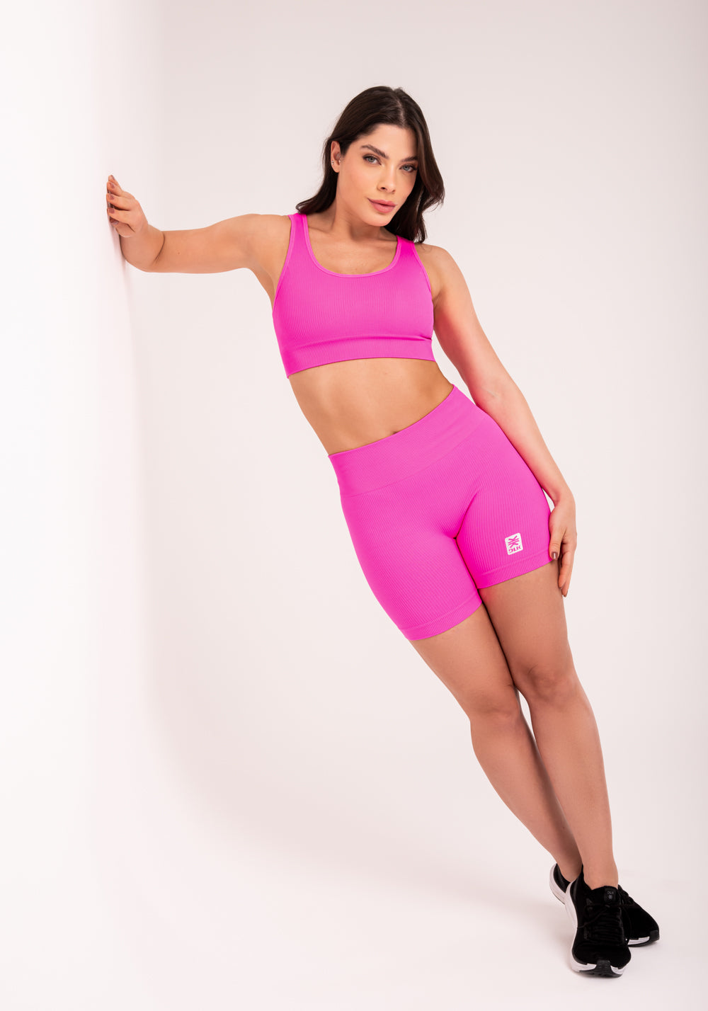Bermuda Fitness Feminina Texturizada Pink Seamless Dlk