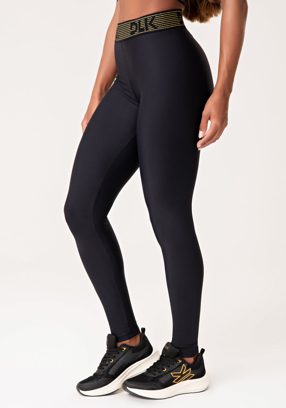 Legging Fitness Feminina Preto Com Elástico Lurex Lush Dlk