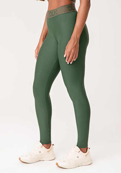 Legging Fitness Feminina Verde com Elástico Lurex Lush Dlk