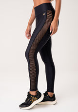 Legging Fitness Feminina Preto Com Tela Lateral Lush Dlk