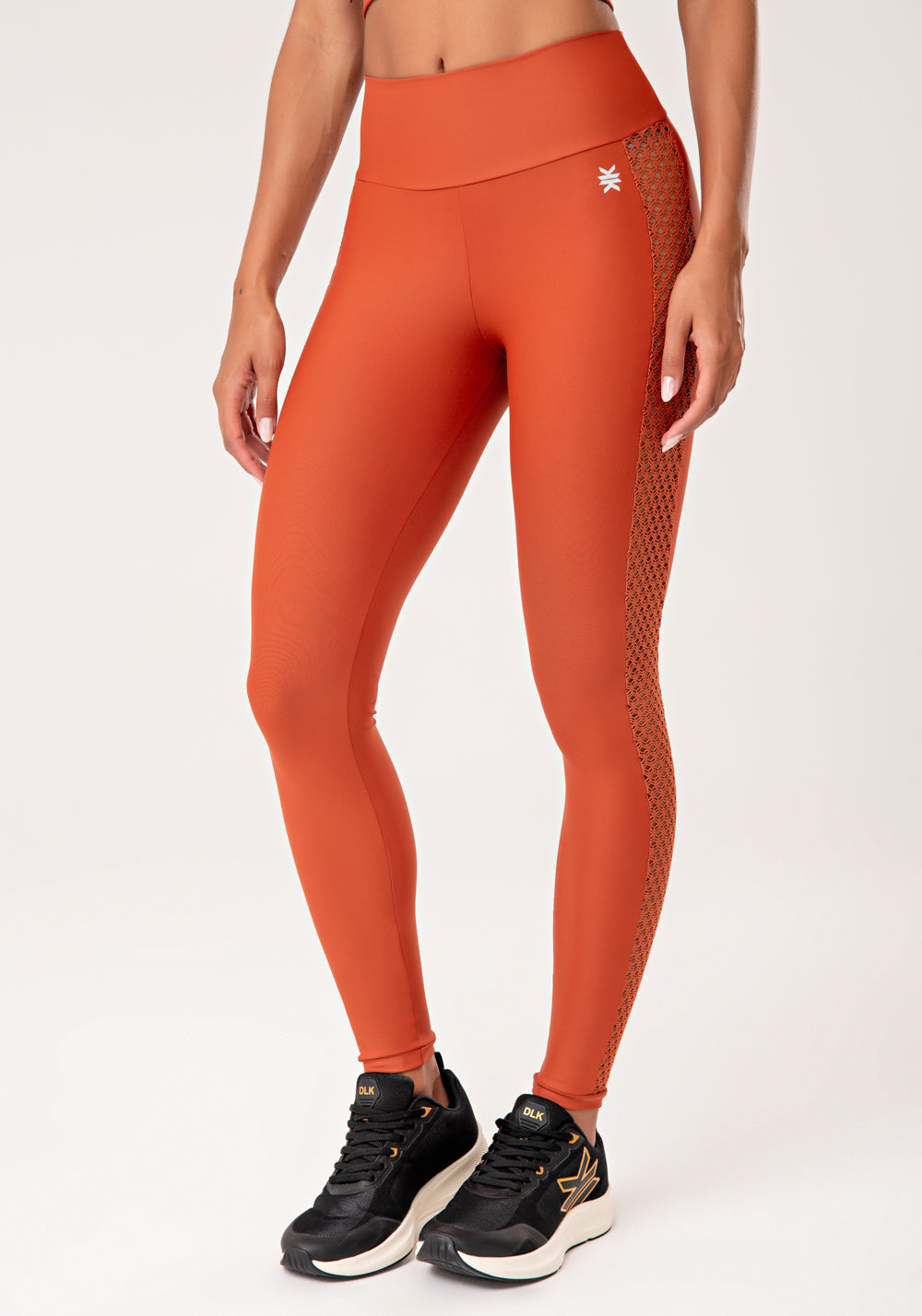 Legging Fitness Feminina Terracota com Tela Lateral Lush Dlk