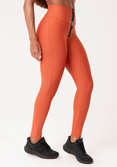 Legging Fitness Feminina Terracota Com Zíper Emborrachado Lush Dlk