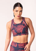 Top Fitness Feminino Nadador Floral Monocromático Printed Dlk