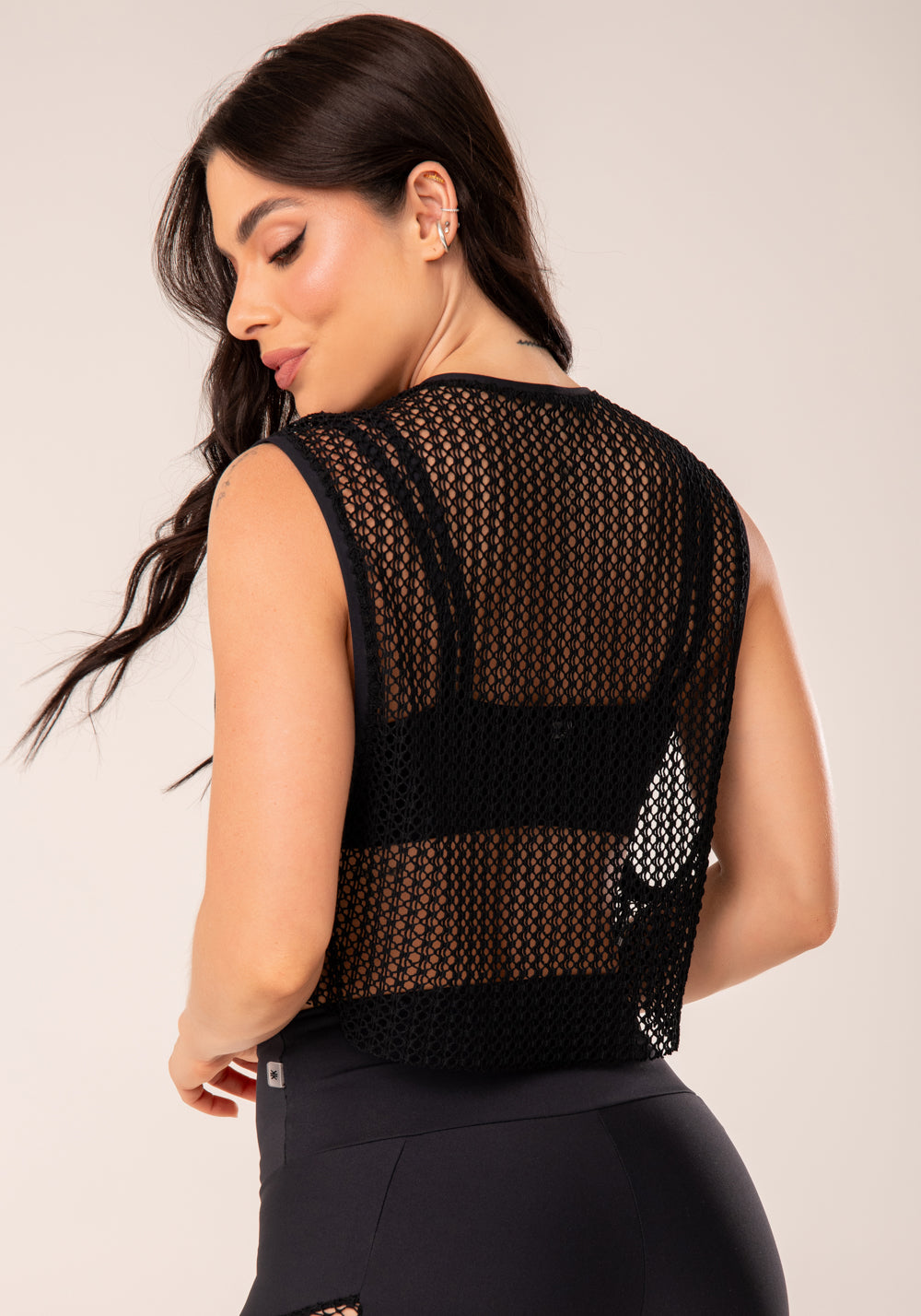 Cropped De Tela Feminino Preto Harmony Dlk