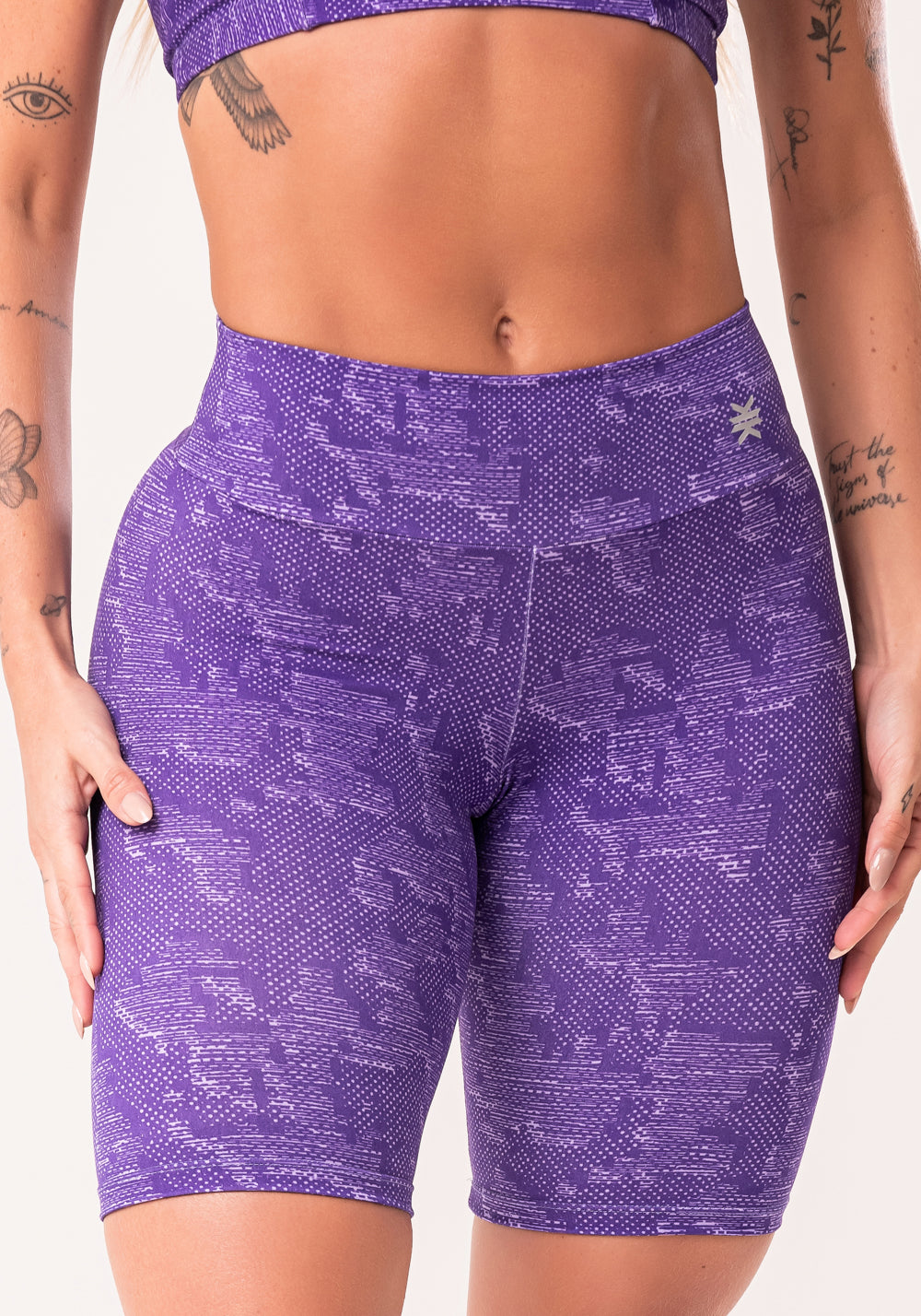 Bermuda Fitness Feminina Lilás Estampada Camouflage Euphoria Dlk