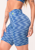 Bermuda Fitness Feminina Azul Estampada Zig Zag Waves Euphoria Dlk
