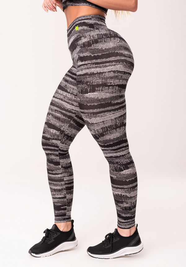 Legging Fitness Feminina Cinza Estampada Disruption Euphoria Dlk