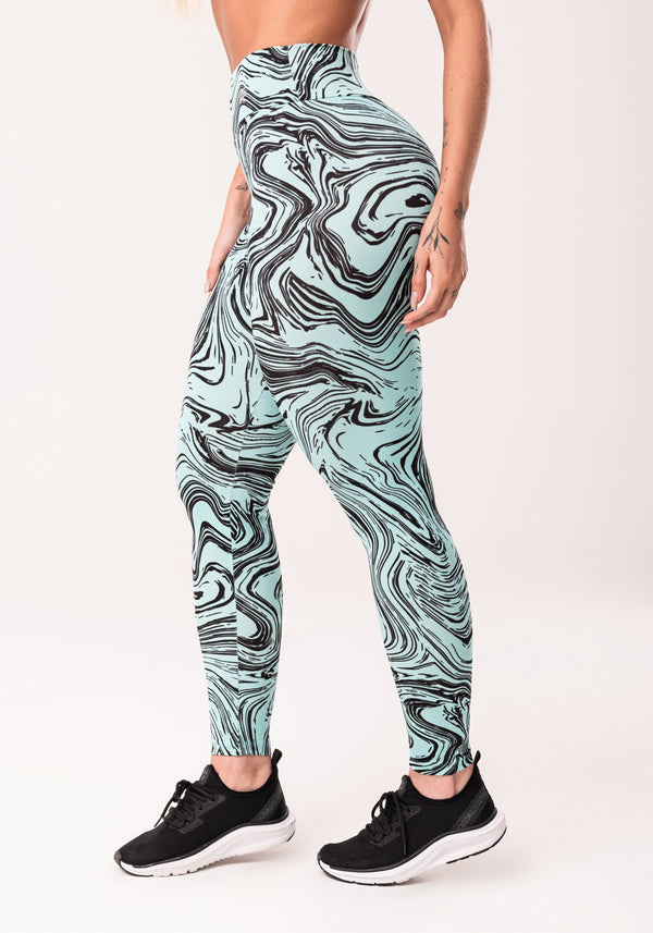 Legging Fitness Feminina Verde Estampada Abstract Duo Euphoria Dlk