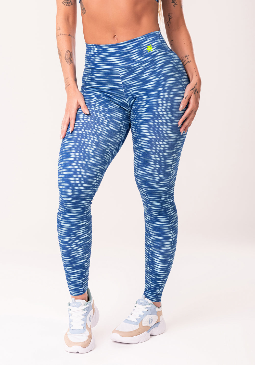 Legging Fitness Feminina Azul Estampada Zig Zag Waves Euphoria Dlk