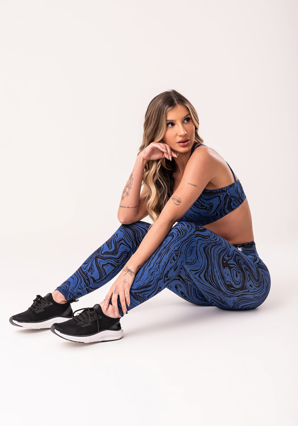 Legging Fitness Feminina Azul Estampada Abstract Duo Euphoria Dlk