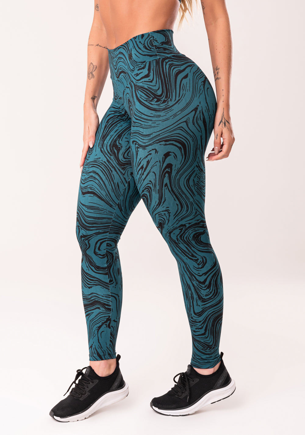 Legging Fitness Feminina Petróleo Estampada Abstract Duo Euphoria Dlk