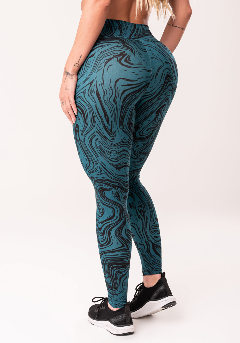 Legging Fitness Feminina Petróleo Estampada Abstract Duo Euphoria Dlk