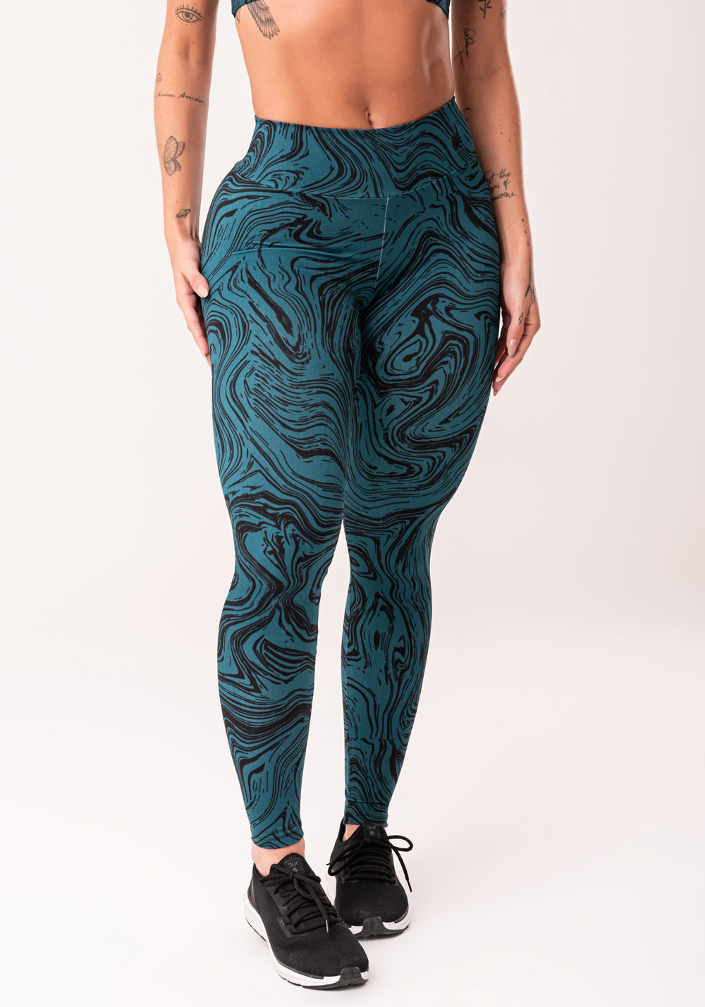 Legging Fitness Feminina Petróleo Estampada Abstract Duo Euphoria Dlk