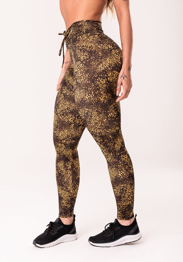 Legging Fitness Feminina Com Franzido Estampada Crocodile Skin Euphoria Dlk