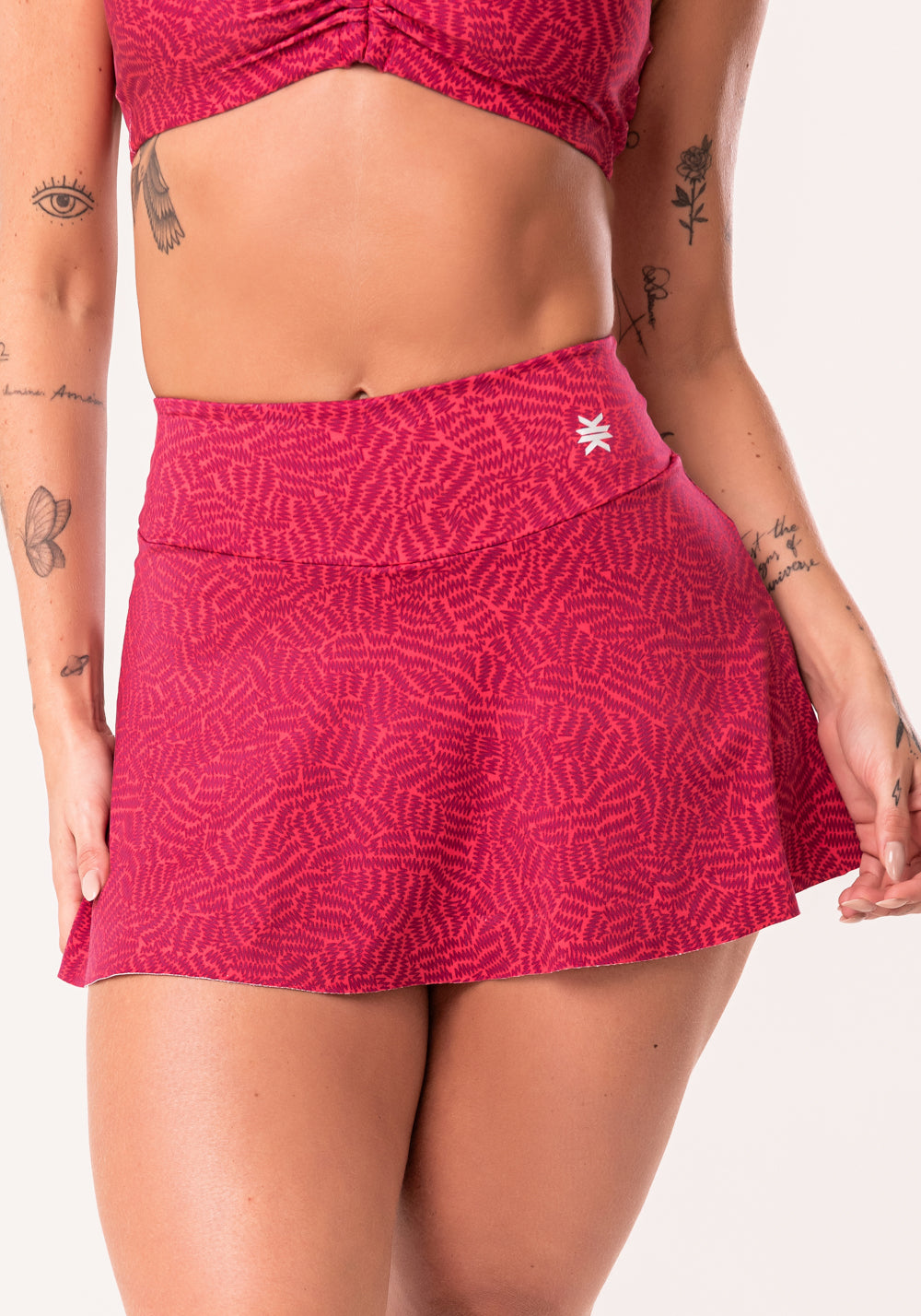 Short Saia Fitness Feminino Pink Estampado Zig Zag Euphoria Dlk