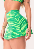 Short Saia Fitness Feminino Verde Estampado Disruption Euphoria Dlk