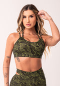 Top Fitness Feminino Neon Com Alça Dupla Estampado Camouflage Euphoria Dlk