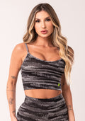 Top Fitness Feminino Cinza Com Bojo Estampado Disruption Euphoria Dlk