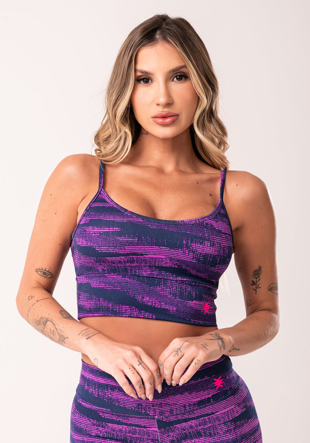 Top Fitness Feminino Pink Com Bojo Estampado Disruption Euphoria Dlk