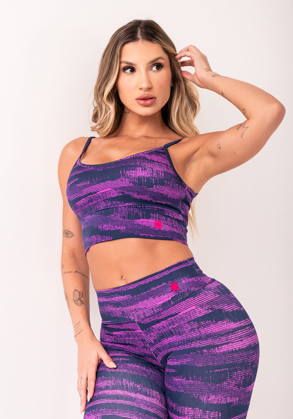 Top Fitness Feminino Pink Com Bojo Estampado Disruption Euphoria Dlk