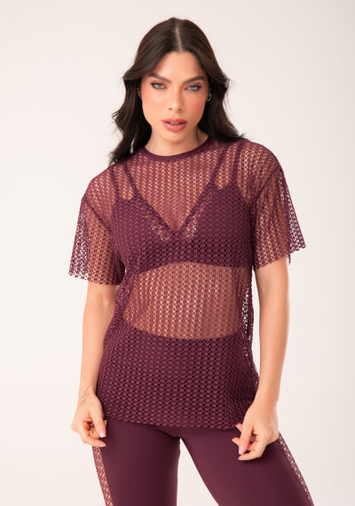 Blusa De Tela Feminina Vinho Harmony Dlk