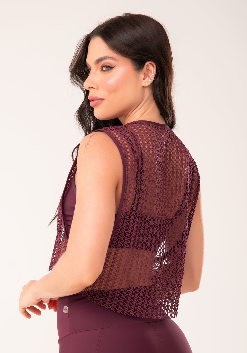 Cropped De Tela Feminino Vinho Harmony Dlk
