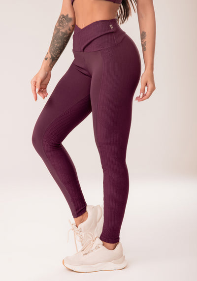 Legging Fitness Feminina Vinho Cós Transpassado Harmony Dlk