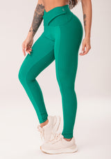 Legging Fitness Feminina Verde Cós Transpassado Harmony Dlk