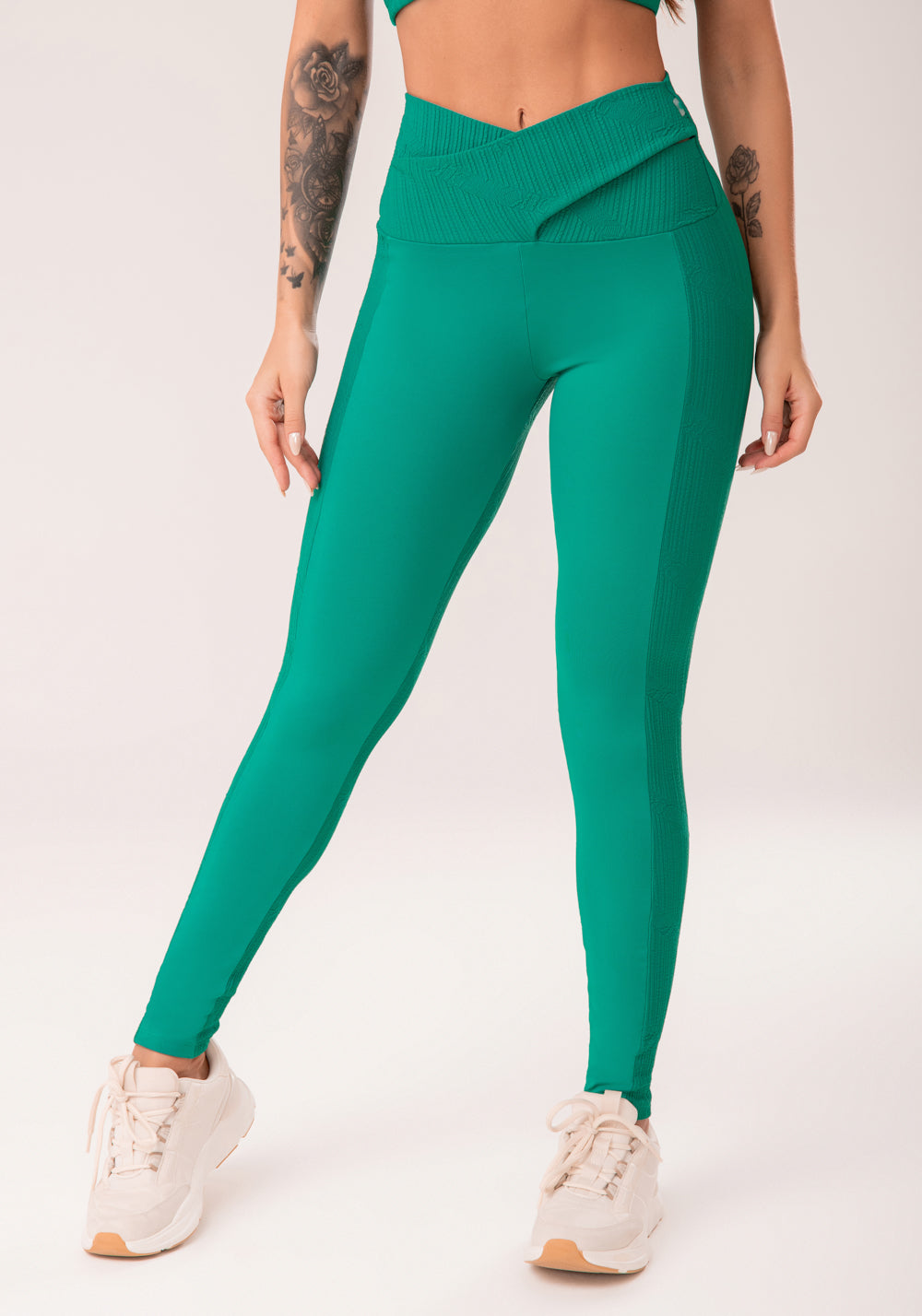 Legging Fitness Feminina Verde Cós Transpassado Harmony Dlk