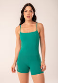 Macaquinho Fitness Feminino Verde Com Recortes Em Tela Harmony Dlk