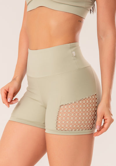 Short Fitness Feminino Oliva Com Recortes Em Tela Harmony Dlk