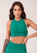 Top Fitness Feminino Verde Decote Alto Harmony Dlk