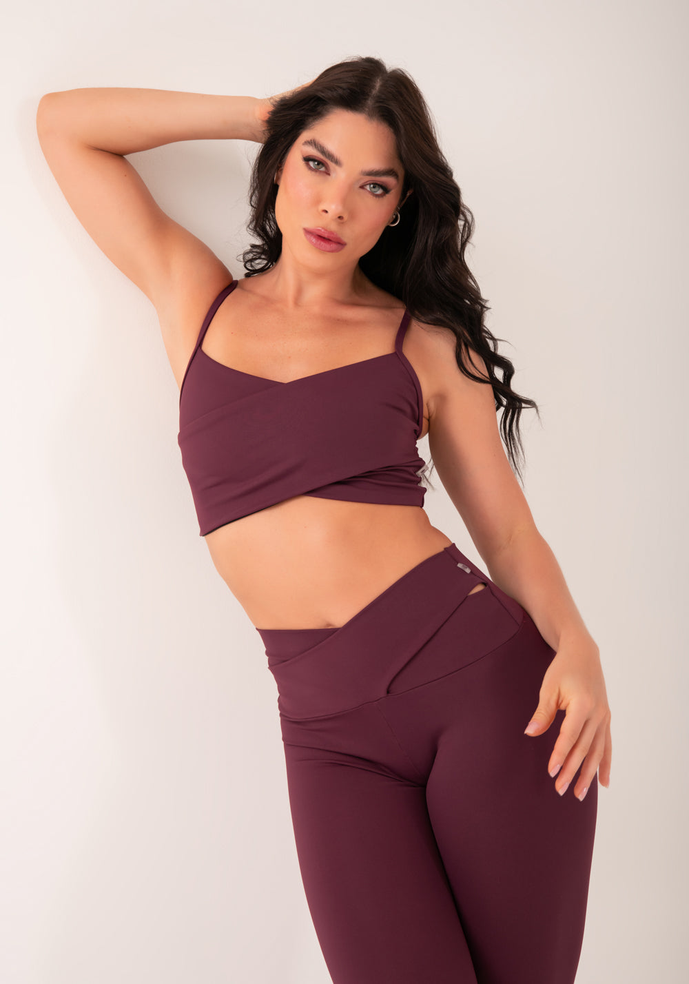Top Fitness Feminino Vinho Transpassado Harmony Dlk
