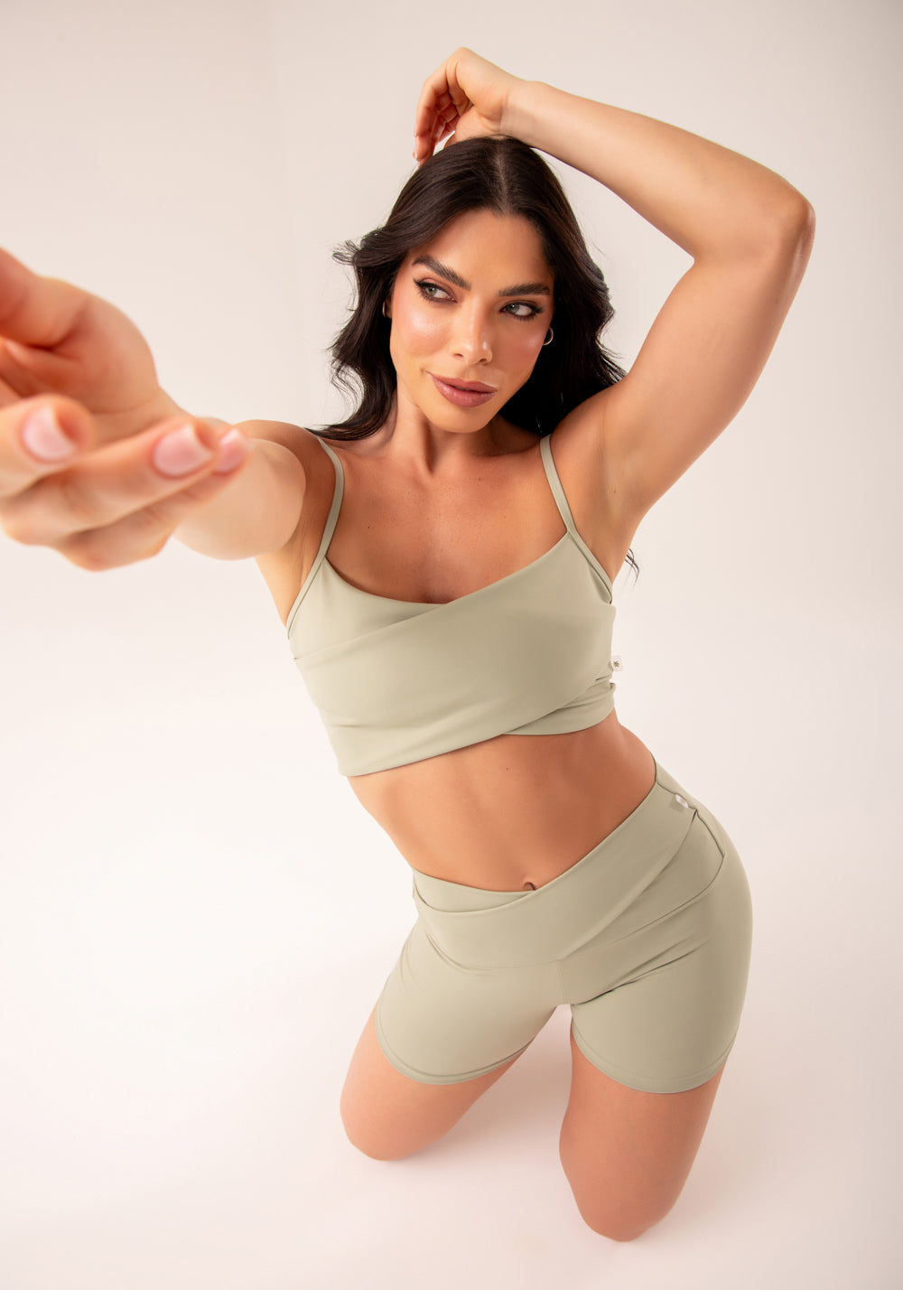 Top Fitness Feminino Oliva Transpassado Harmony Dlk