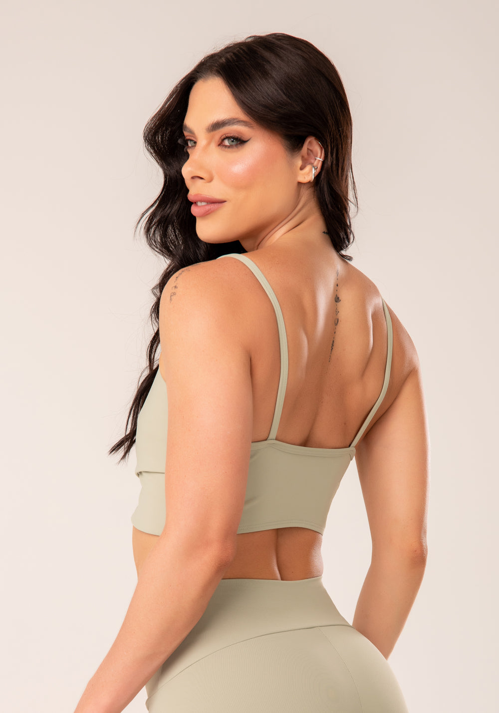 Top Fitness Feminino Oliva Transpassado Harmony Dlk