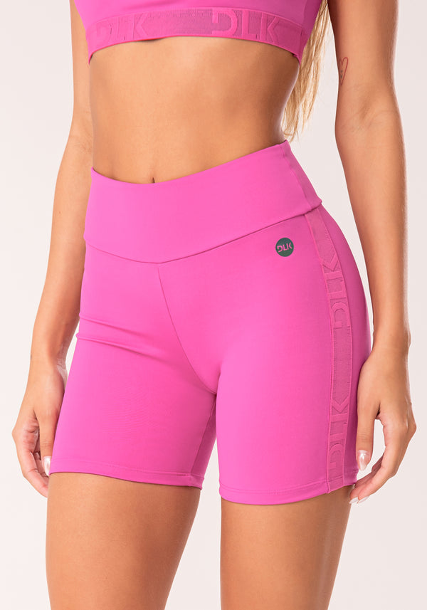 Bermuda Fitness Feminina Rosa Fúcsia Com Elástico Lateral Oasis Dlk