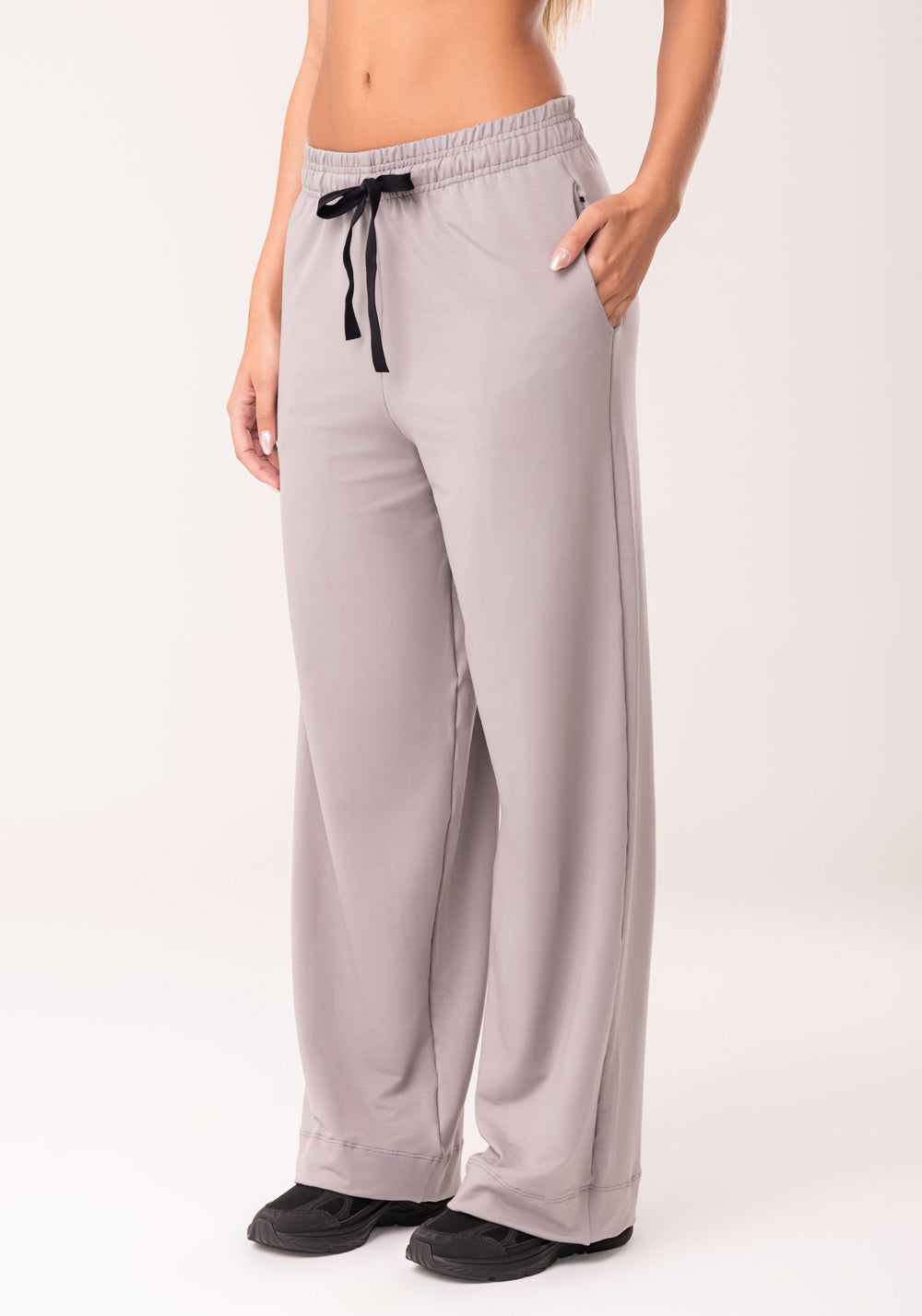 Calça Moletinho Feminina Cinza Com Bolso Oasis Dlk