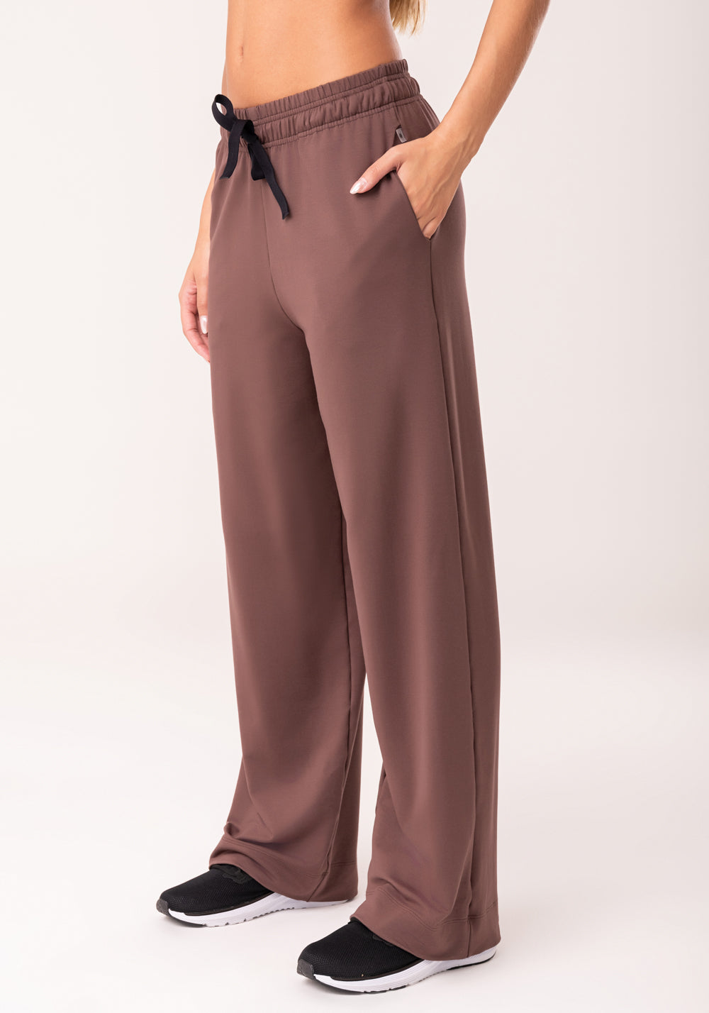 Calça Moletinho Feminina Marrom Com Bolso Oasis Dlk