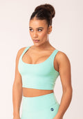 Top Cropped Fitness Feminino Verde Com Recortes Oasis Dlk