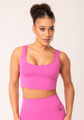 Top Cropped Fitness Feminino Rosa Fúcsia Com Recortes Oasis Dlk